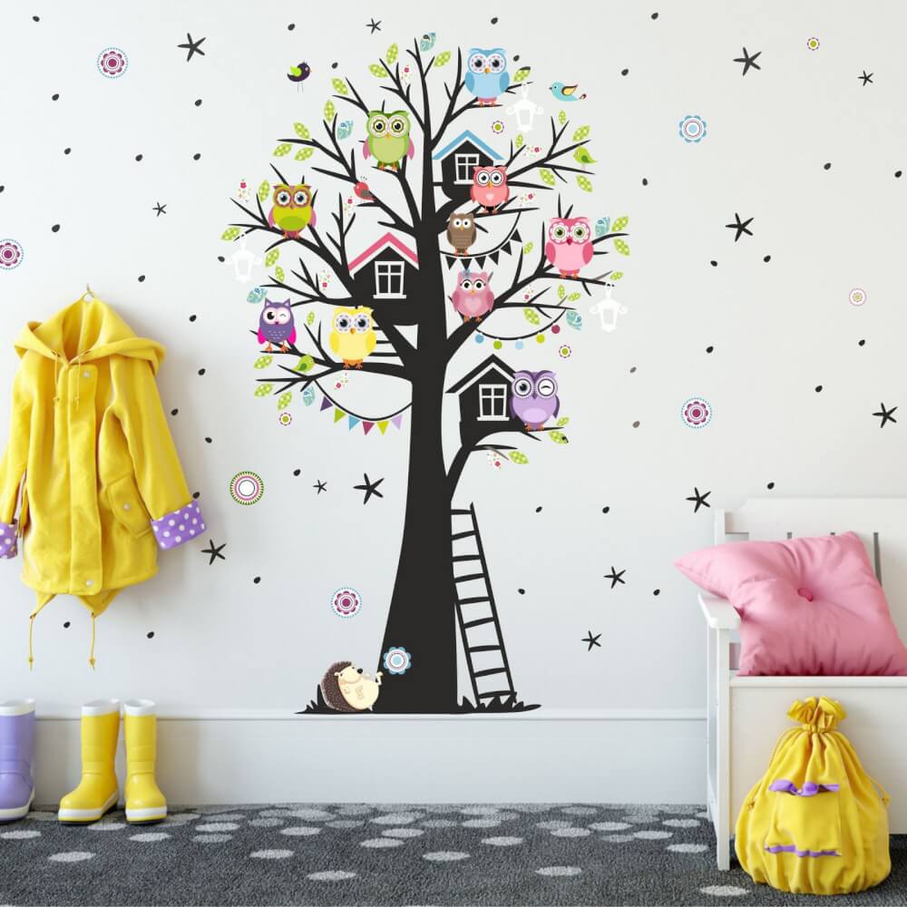 Un albero con gufi nel colore da voi scelto per una favolosa camera dei  bambini