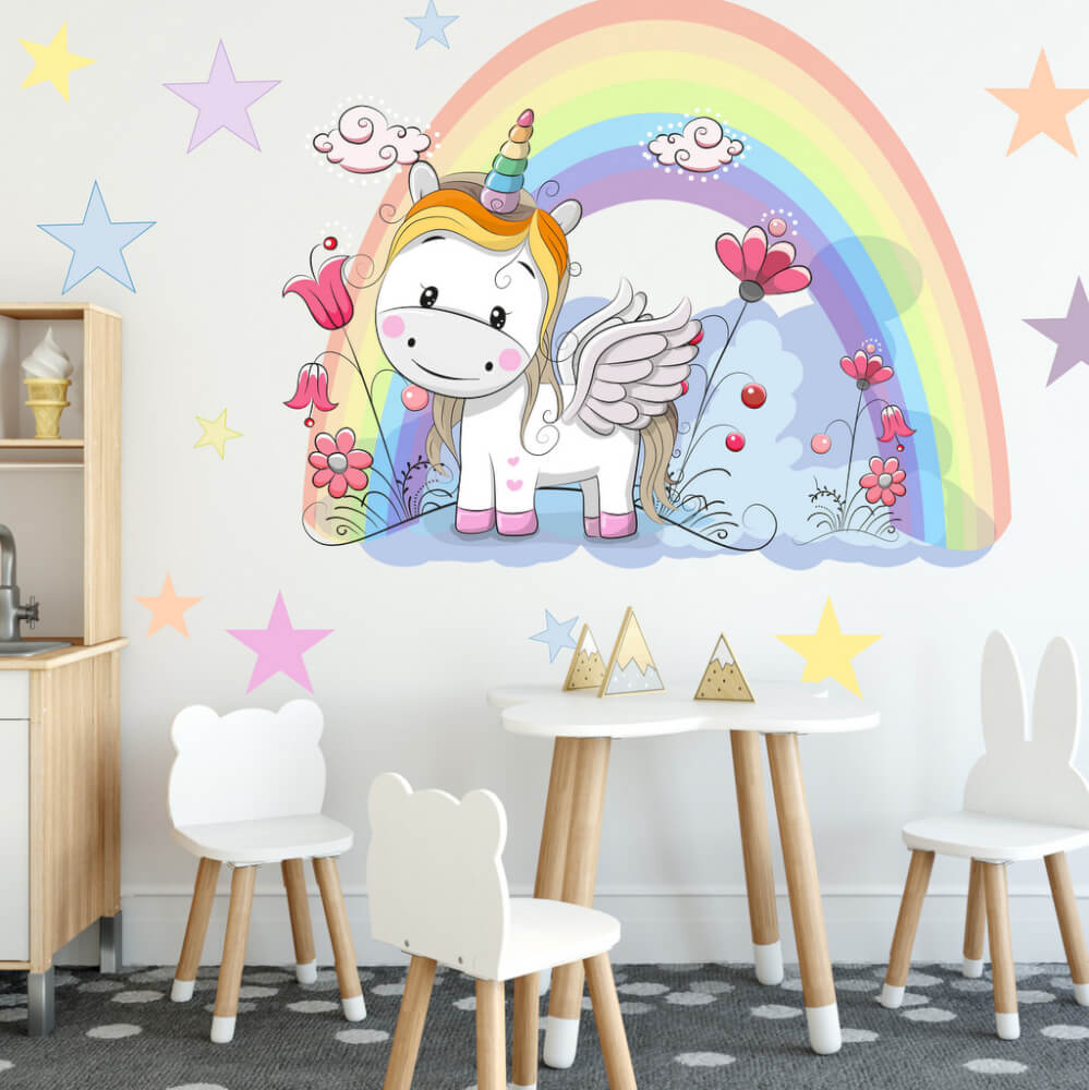 Adesivo INSPIO con unicorno e arcobaleno