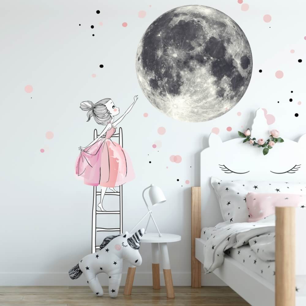 Adesivi murali cameretta bambina La Luna Rosa
