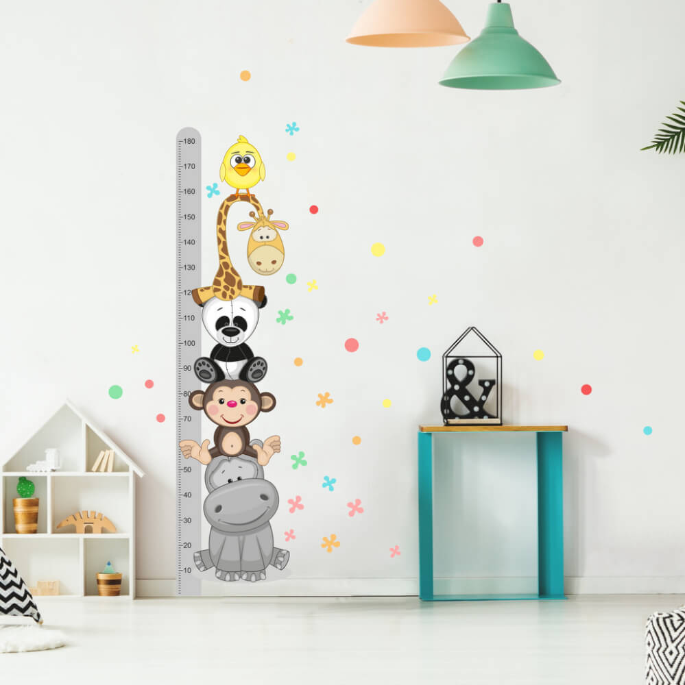 INSPIO-Adesivo in tessuto - Metro per bambini 150 cm con animaletti CUTE2