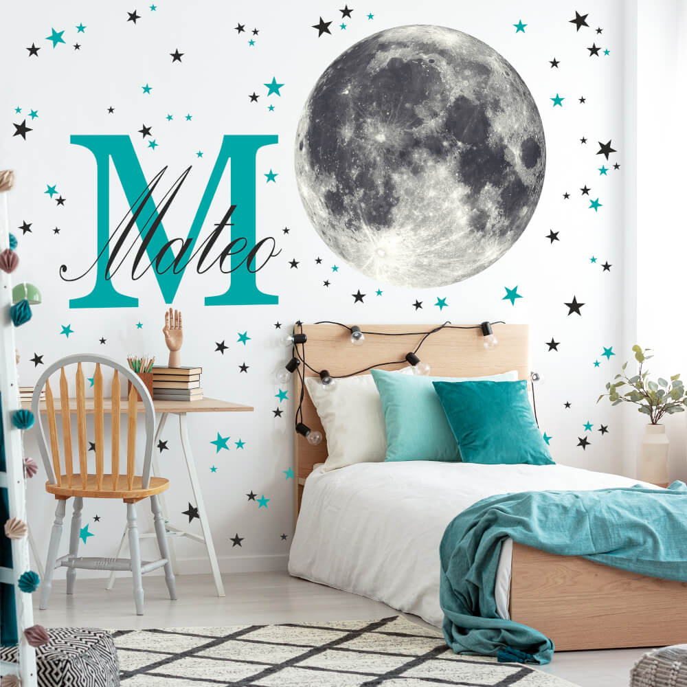 Stelle e Luna Adesivi murali per bambini - Uno spicchio di luna
