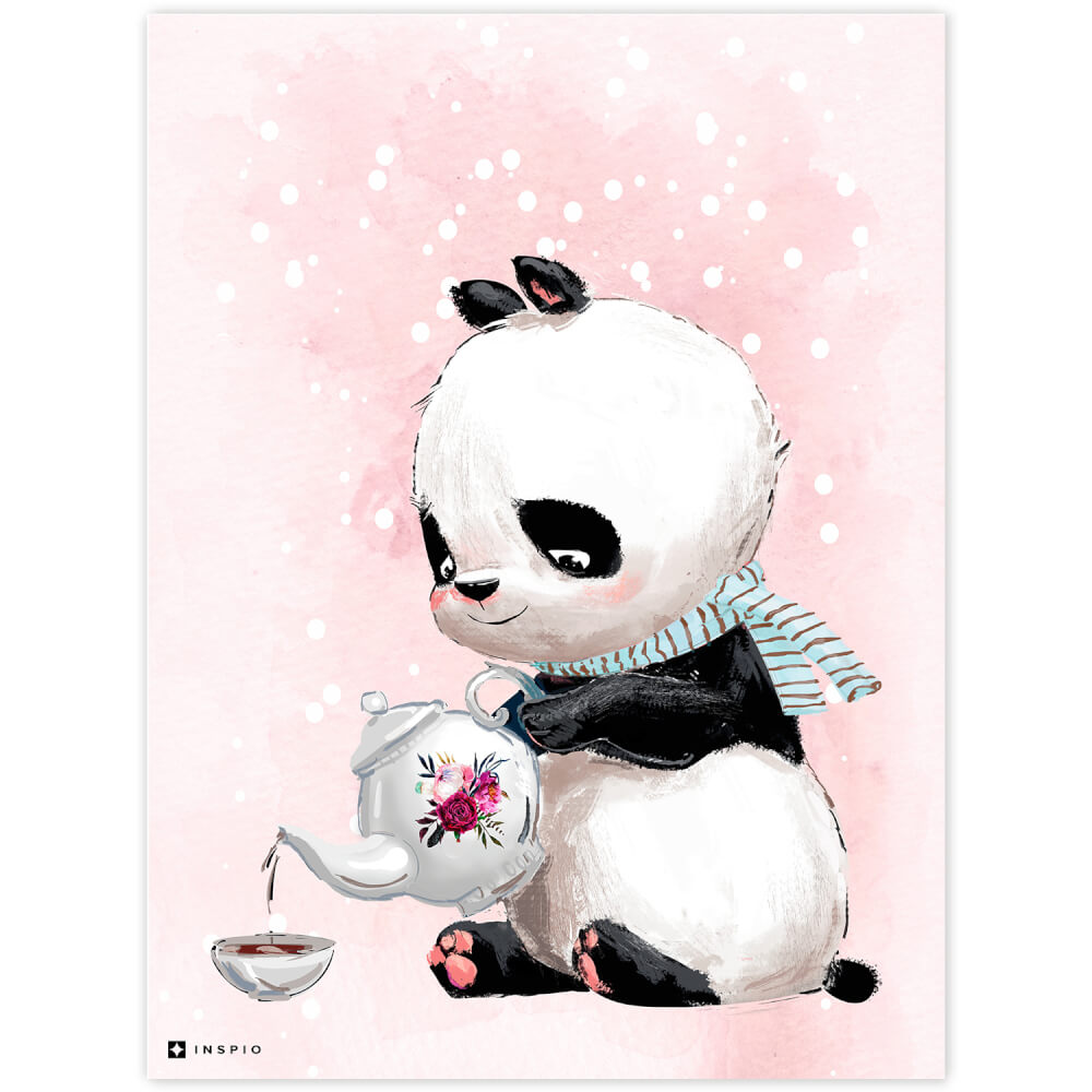 Quadro con il panda in rosa