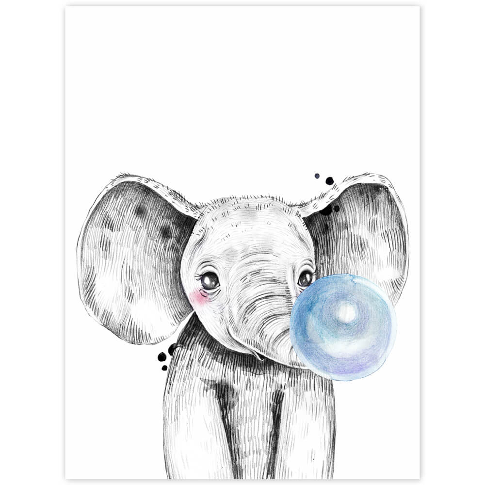 Quadro da parete - Elefante con la bolla blu